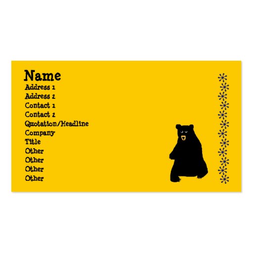 sunstencil, blackbear, Name, Address 1, Address... Business Card Template