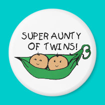 Super Aunty of Twins Pod magnets by Scrappintwins Super Aunty of Twins Pod magnets