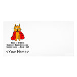 Super Awesome Orange Cat with Red Cape Photo Card Template