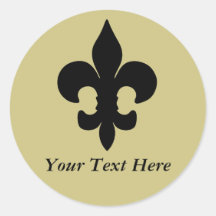 Super Black Fleur de lis Round Sticker