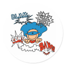 Super Boy Blam Bang Pow stickers by stick_figures Super Boy Blam Bang Pow stickers