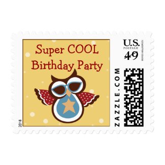 Super COOL Owl Birthday Party Postage