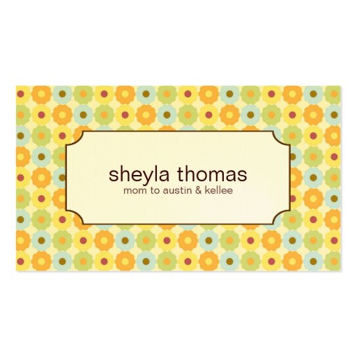 Super Cute Flowers Calling Cards for Moms Business Card Templates (front side)