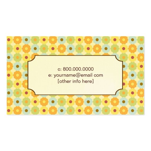 Super Cute Flowers Calling Cards for Moms Business Card Templates (back side)