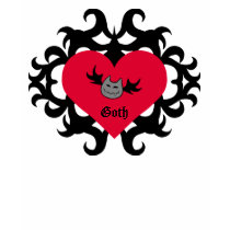 Super cute gothic damask bat heart black and red tee shirt