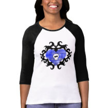Super cute gothic damask skull heart black blue t shirts
