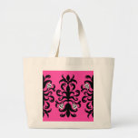 Super cute gothic skull damask large tote bag