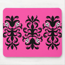 Super cute gothic skull damask mousepad