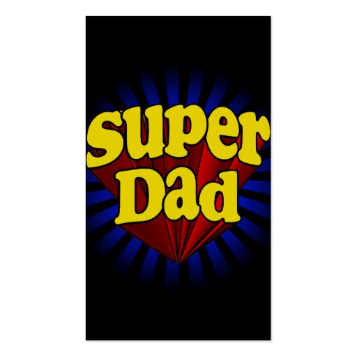 Super Dad, Fresh Red/Yellow/Blue Fathers Day Business Cards (back side)