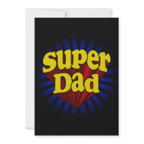 Super Dad, Superhero Red/Yellow/Blue Personalized Invite