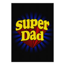 Super Dad, Superhero Red/Yellow/Blue Personalized Invite