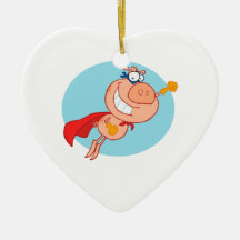 super flying pig hero cartoon christmas ornament