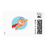 super flying pig hero cartoon stamps