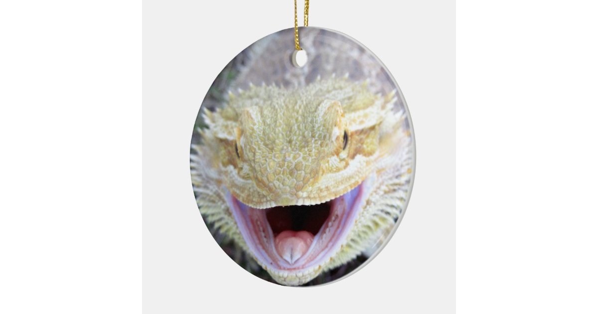 super happy bearded dragon ceramic ornament zazzle bearded dragon christmas ornament