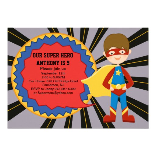Super Hero Boys Birthday Invitation