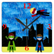 Super Hero Boys Bithday Party Clocks