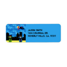 Super Hero Boys Bithday Party Return Address Labels