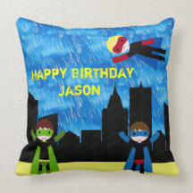 Super Hero Boys Bithday Party Pillow