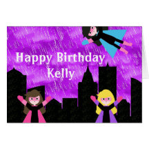 Super Hero Girls Bithday Party Cards