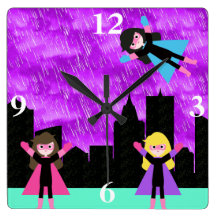 Super Hero Girls Bithday Party Clock