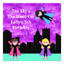 Super Hero Girls Bithday Party Custom Announcement