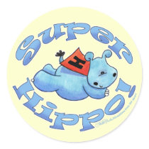 Super Hippo Round Stickers
