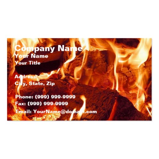Super Intense Red Flames Business Card Templates (front side)