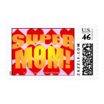 Super Mom! Purple on Hearts Postage Stamps
