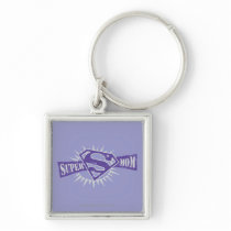 Super Mom Purple Starburst Keychains