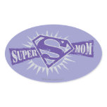 Super Mom Purple Starburst Oval Stickers