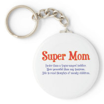 Super Mom with super powers t-shirts and gifts. Keychains
