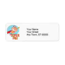 super pig superhero pig flying return address labels