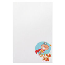 super pig superhero pig flying customized stationery