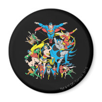 super, powers, collection, justice league heroes, justice, league, justice league logo, justice league, logo, hero, heroes, dc comics, comics, comic, comic book, comic book hero, comic hero, comic heroes, comic book heroes, dc comic book heroes, batman, bat man, the dark knight, superman, super man, green lantern, wonder woman, shazam, green arrow, hawk man, hawk woman, plastic man, firestorm, dr. fate, martian manhunter, red tornado, darkseid, aquaman, supergirl, the emerald warrior, Magnet with custom graphic design