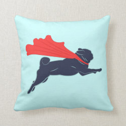 Super Pug Throw Pillow
