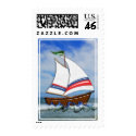 Super Sailboat on the High Seas postage