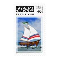 Super Sailboat on the High Seas postage by ElainePlesser Super Sailboat on the High Seas postage