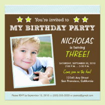 Super Star! Boy's Blue Birthday Party Invitation invitations