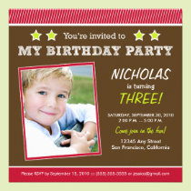 Super Star! Boy's Red Birthday Party Invitation invitations