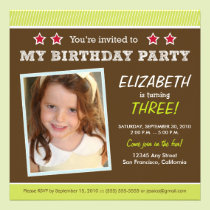 Super Star! Girl's Lime Birthday Party Invite invitations