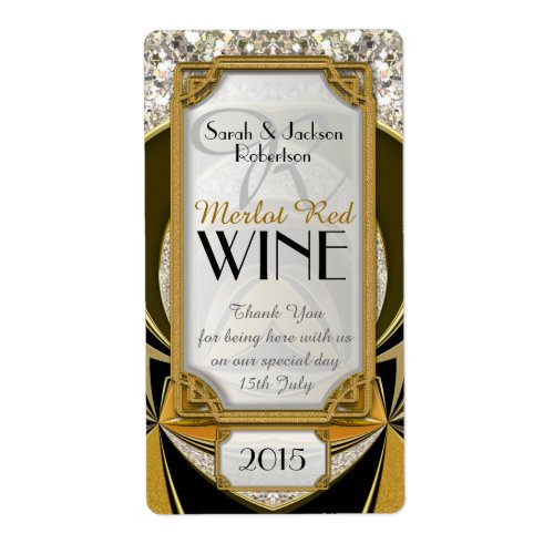 Super Stylish Gold Black Art Deco Wine Labels Personalized Shipping Label
