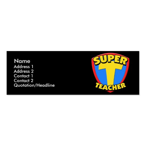 Super Teacher Skinny Profile Cards Business Card Template (front side)