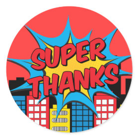 Super thanks classic round sticker