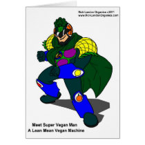 Super Vegan Man (Our Mascot) Gifts Tees & Cards cards