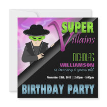 Super Villains Birthday Party Invitations
