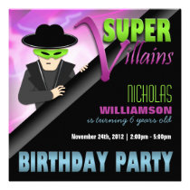 Super Villains Birthday Party Invitations