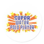 Super Water Polo Player Round Stickers