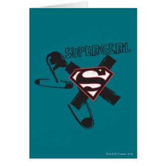 Supergirl Black Safety Pins Card
