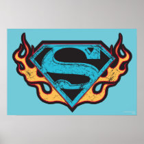 Supergirl Blue Logo with Flames Posters