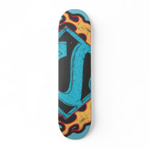 Supergirl Blue Logo with Flames Skateboards